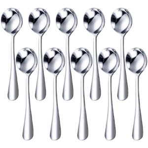 hansgo 10pcs mini coffee spoons, 4.6 inch demitasse espresso spoons small stainless steel tea spoon for cake ice cream dessert food sample cocktail hour party favor