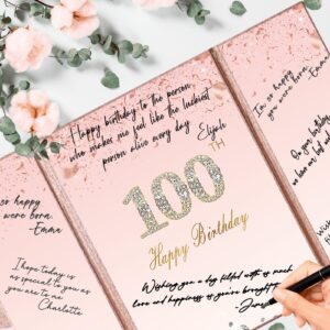 Crenics Rose Gold 100th Birthday Decorations, Creative 100th Birthday Guest Sign in Book Alternative, 100th Birthday Signature Book 12" x 18", Great 100 Years Old Birthday Gifts for Women