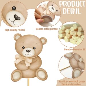 30Pcs We Can Bearly Wait Centerpiece Sticks Teddy Bear Baby Shower Decorations Bear Table Toppers Bear Baby Shower Table Centerpieces for Oh Baby Bear Birthday Party Supplies