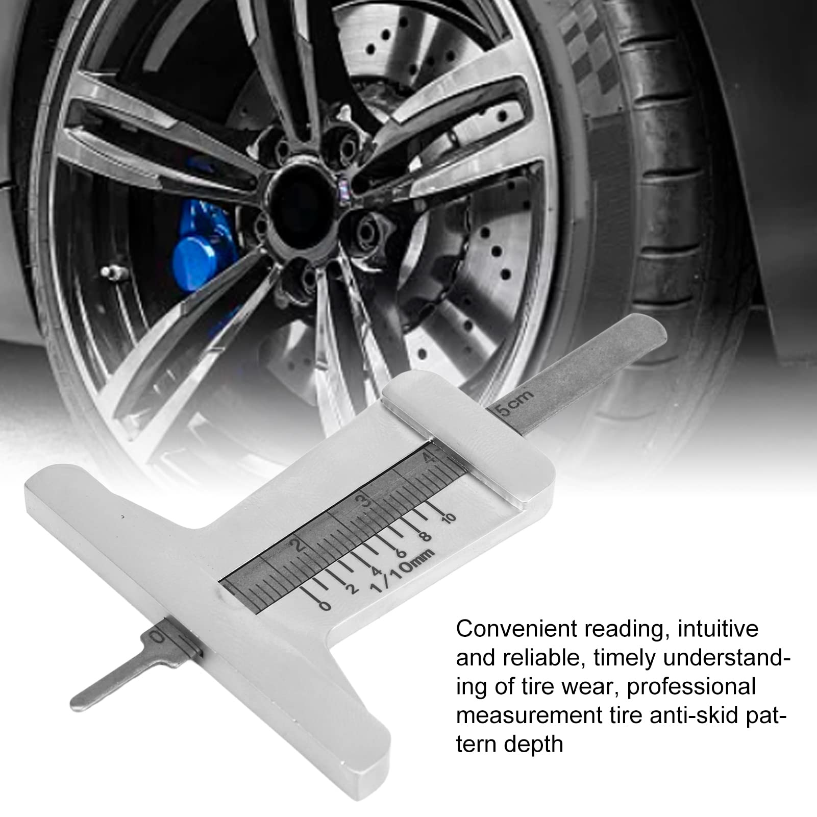 Tire Tread Depth Gauge, Thread Depth Gauge, read Depth Gauge Measuring Tool, Tire Depth Gauge, accurate Stainless Steel, Easy Read, Portable, for long-lasting