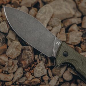 REVO Knives Ness Folding Pocket Knife; 3.375" 14C28N Stonewash Blade with Durable Micarta Handle; Flip Tab Open, Secure Liner lock, Reversible Pocket Clip, EDC Tactical Knife (Green)