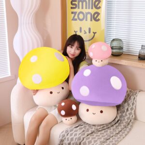 MIAOHAHA Kawaii Plush Mushroom Toy Pillow, Cute Plushies Mushroom Doll Gift for Kids(Pink,23cm/9in)