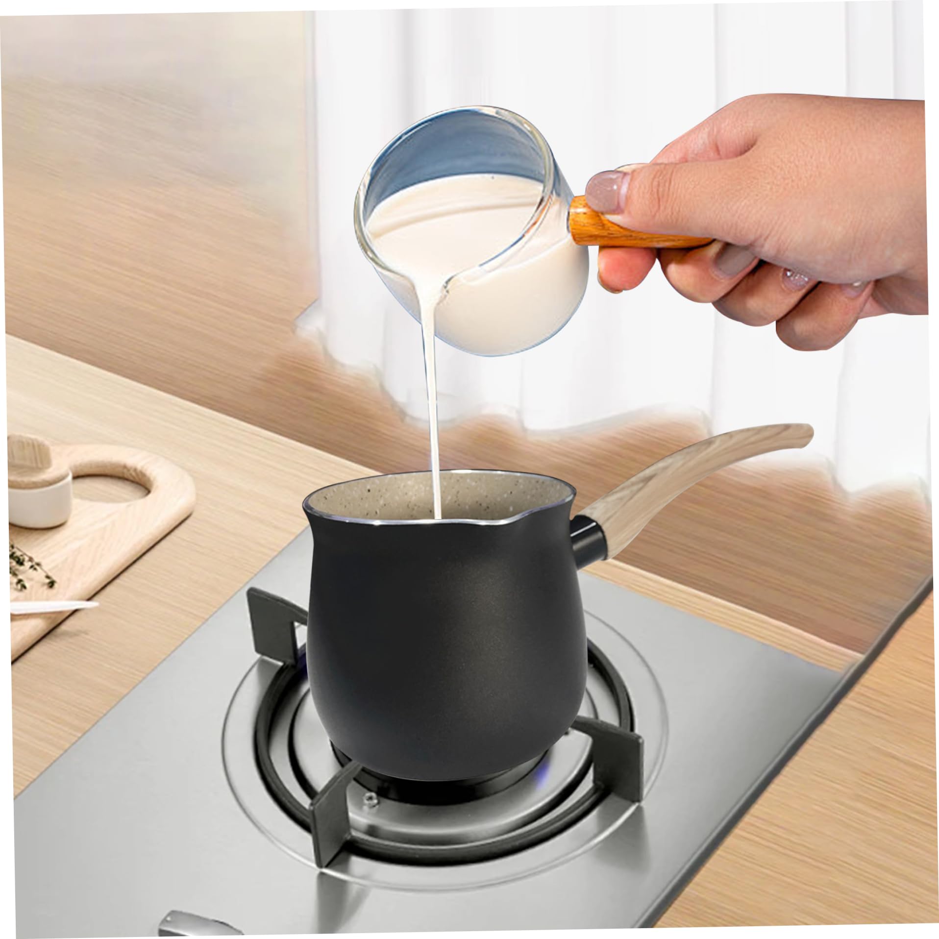 Butter Warmers,Aluminum Alloy Cooking Pot,680ml Non Stick Milk Pot for Stove,Mini Saucepan with Anti-Scalding Handle, Mini Milk Pan for Coffee nuddles