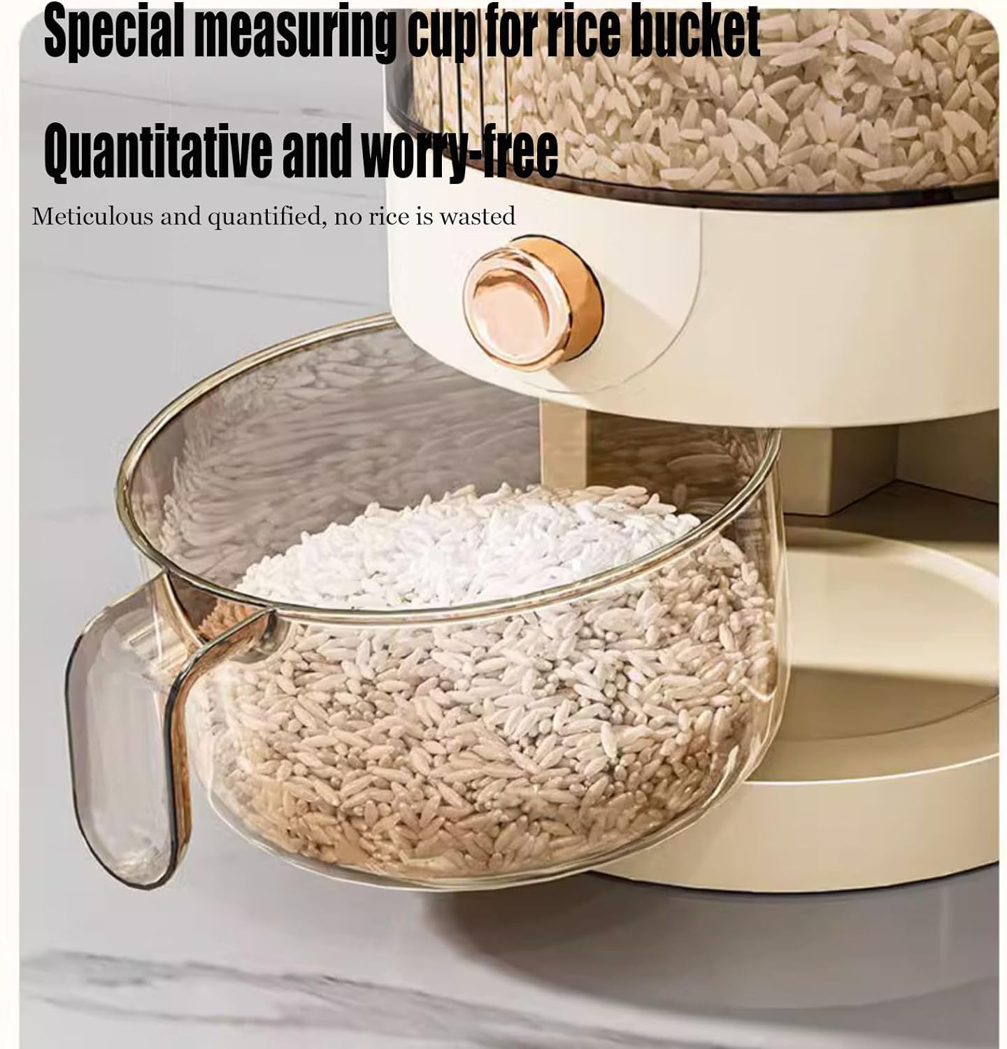 Peaoop 22LBS Rice Dispenser, Large Grain Container Storage with Lid Measuring Cylinder Household Cereal Dispenser Bucket for Kitchen Soybean Corn (22lb)