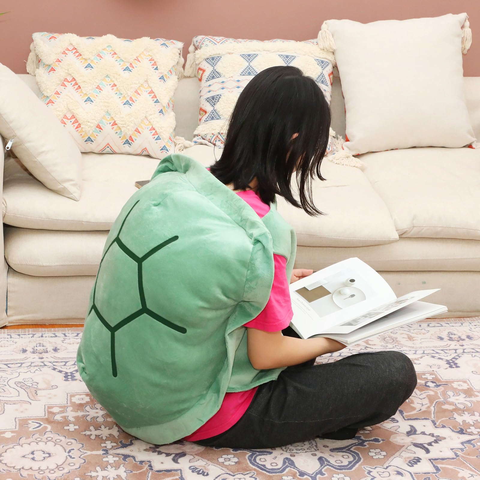 SmoothNovelty 31.5 Inch Wearable Turtle Shell Giant Stuffed Tortoise Pillows Plush Animal Large Turtle Body Pillow Funny Cuddle Shell Toy Dress Decoration Creative Gifts, Green