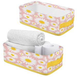 Flower Daisy Pink Toilet Paper Basket Decor Small Baskets Bathroom Storage Basket for Bathroom Toiletries Farmhouse