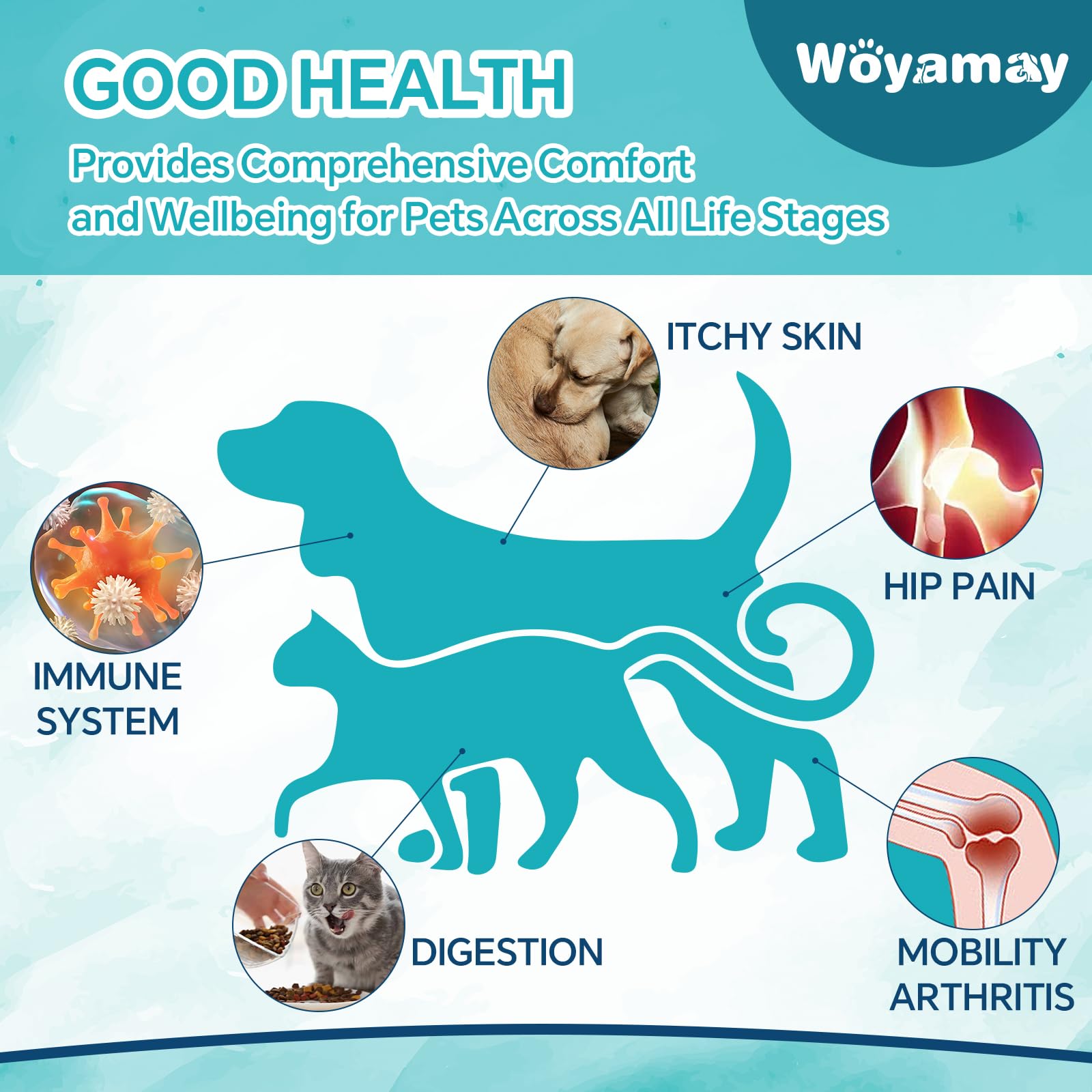 Woyamay Hemp Oil for Dogs and Cats - Pets Anxiety Relief, Calming Treat for Pain, Slееp, Strеss, Hiр and Jоint, Аrthritis, Skin and Coat Health Support (2 Pack)