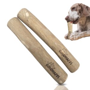 GOODHAPPI Natural Coffee Wood Dog Chew - Safe Wood Chews for Dogs, Perfect Chew Toys for Puppies 0-6 Months, Durable Coffee Stick Teething Toy for Puppies - Pack of 2 PCS