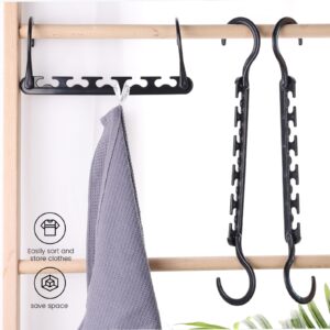 HAKDAY 12PCS Space Saving Hangers, Magic Cascading Hangers Closet Organizers and Storage 5 Slots Foldable Hangers for College Dorm Room Black