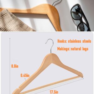 BGRQRIQ Wooden Hangers 20 Pack - Heavy Duty Shirt Hangers and Suit Hangers for Men - Perfect for Hanging Shirts, Suits, and Coats