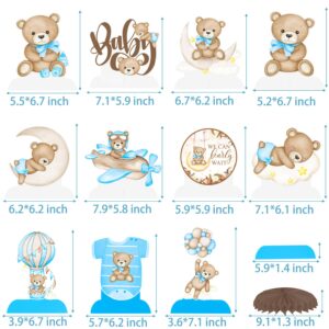 We Can Bearly Wait Honeycomb Centerpieces Bear Centerpieces for Table Teddy Bear Baby Shower Party Decorations 11Pcs Blue Bear Table Decorations for Baby Boys Bear Gender Reveal Party Supplies