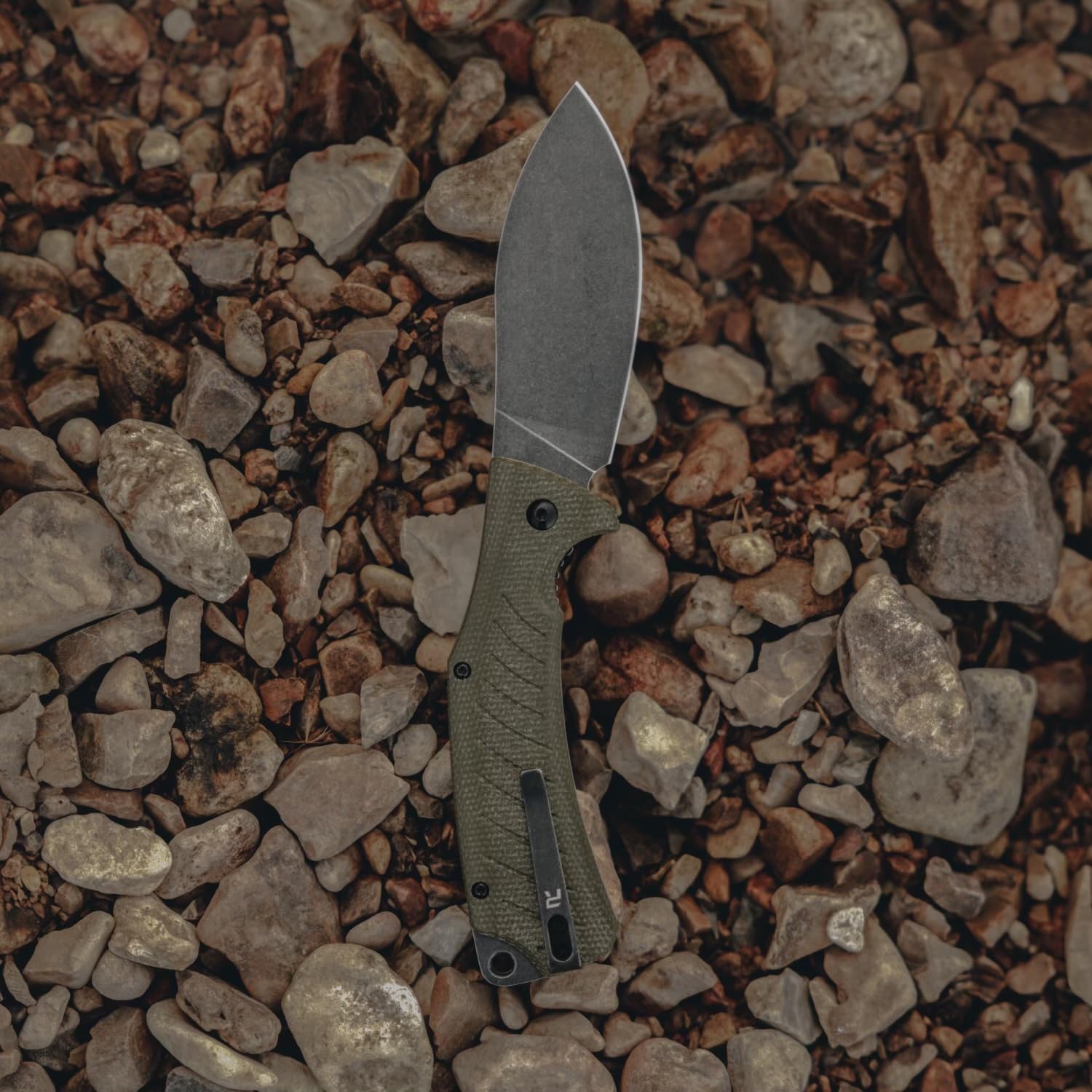 REVO Knives Ness Folding Pocket Knife; 3.375" 14C28N Stonewash Blade with Durable Micarta Handle; Flip Tab Open, Secure Liner lock, Reversible Pocket Clip, EDC Tactical Knife (Green)