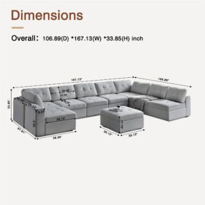 Convertible Modular Sectional Sofa Set Tufted Couch with Chaise and Storage for Living Room, Office, Large Spaces