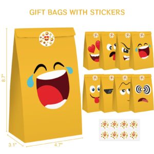 VGOODALL 54PCS Gift Bags with Stickers, Party Favor Bags Paper Candy Bags Colorful Goodie Bags for Giveaways Wrapping Gifts