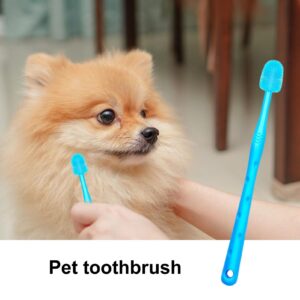 Tainrunse Small Brush Head Pet Toothbrush Dog Silicone for Gentle Effective Dental Care 360-degree Cleaning Comfortable Grip Cat Food-Grade Gum-Friendly Blue 1pc