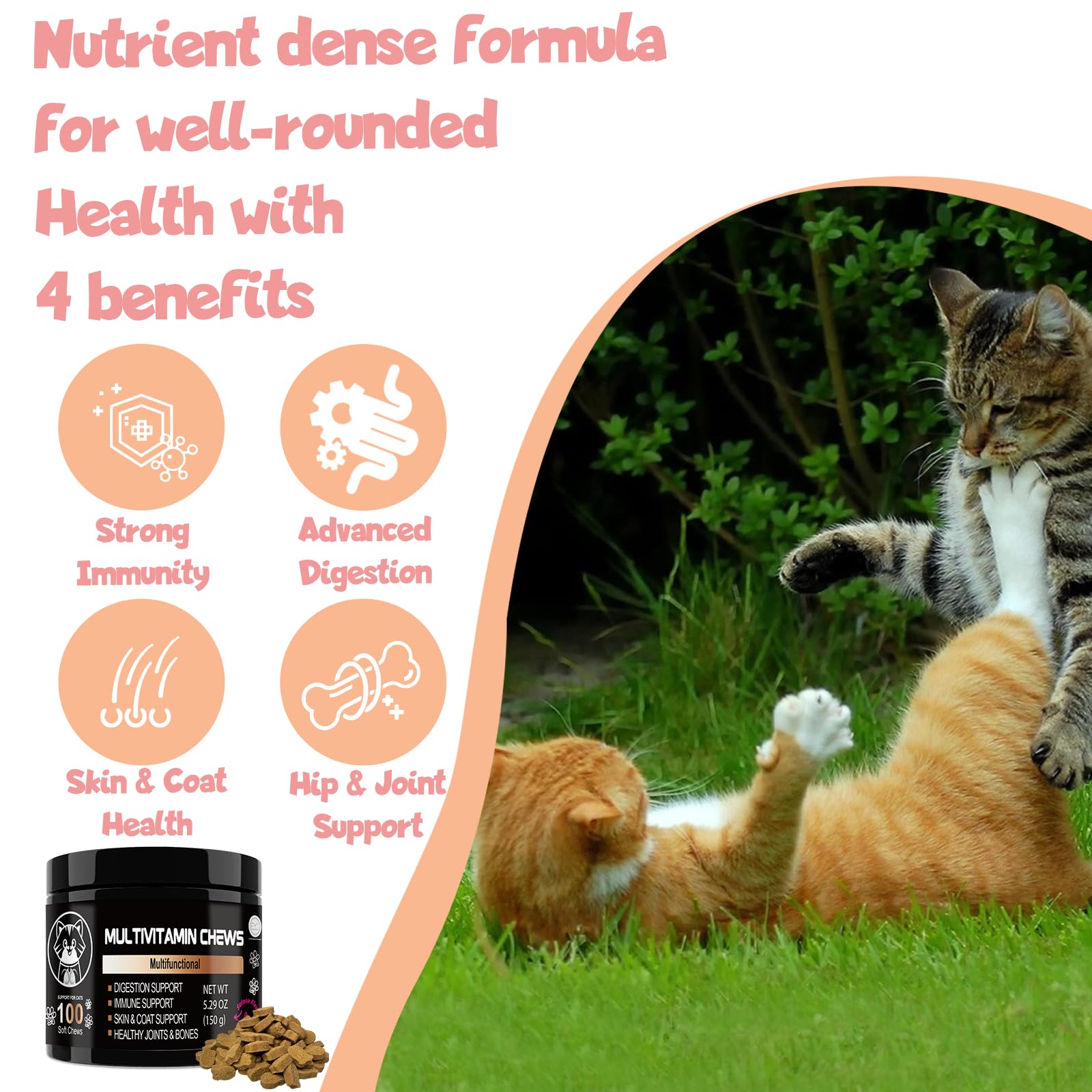 V-EST Cat Supplements - Lysine for Cats - Cat Supplements & Vitamins- Cat Immune Support, Digestive Support - Sneezing Relief - Lysine Cat Treats - Cat Vitamins for Indoor Cats - Cat Health Supplies