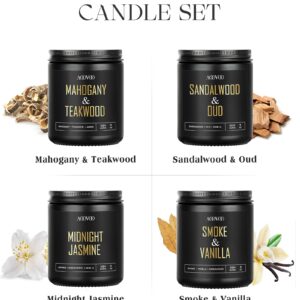 AOOVOO Scented Candles for Men - Candles for Home Scented, Soy Candles, Scented Candles Set, Men Candle Set, Sandalwood Oud/Mahogany Teakwood/Smoke Vanilla/Jasmine Candles Set A