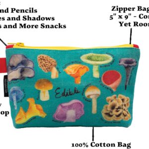 The Unemployed Philosophers Guild Mushroom Bag - 9" Canvas Zipper Toadstool and Nature Themed Pouch for Pencils, Tools, Cosmetics, Toiletries, and More