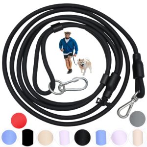 tiesenci hands free dog leash crossbody 8' 9-in-1 waist leash for dog walking adjustable waterproof dog leash for swimming running no pull dog harness and leash set (large, 20-120 lbs, matte black)