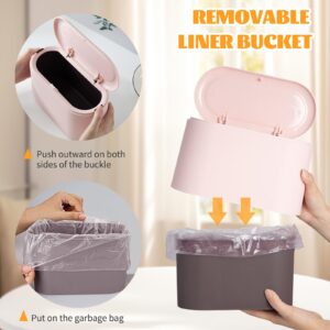 Mini Trash Can with Lid, Desktop Small Trash Can, Removable Small Garbage Can, Pop Up Countertop Wastebasket for Bathroom,Office,Kitchen,Desk,Car, Free 5 roll Bags