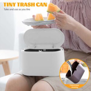 Mini Trash Can with Lid, Desktop Small Trash Can, Removable Small Garbage Can, Pop Up Countertop Wastebasket for Bathroom,Office,Kitchen,Desk,Car, Free 5 roll Bags