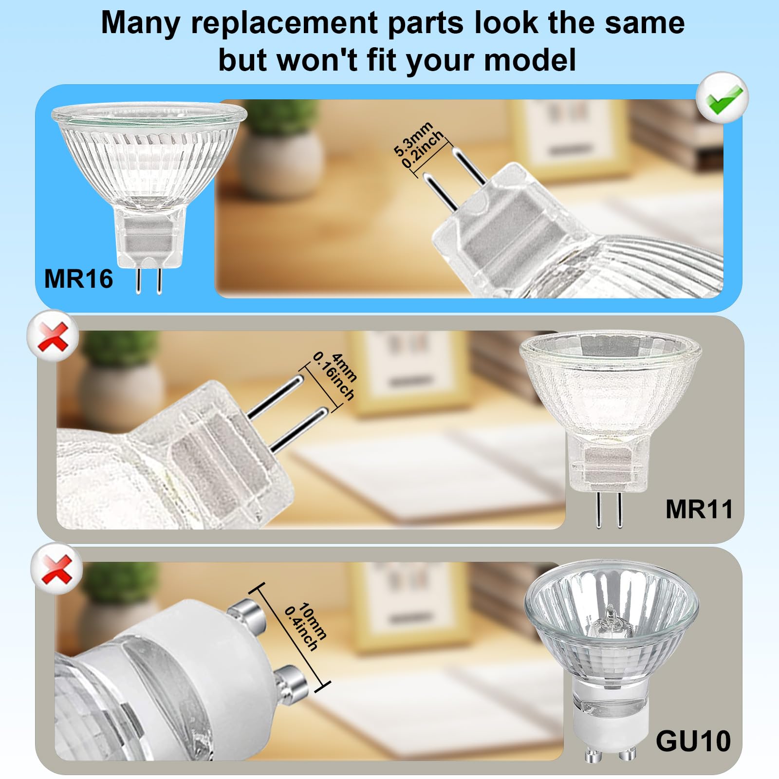 WeshLMPO MR16 Halogen Light Bulb 2 pin 50W 12V, 500LM High Output GU5.3 Base for Landscape Lights, Track Lights, Fiber Optics, Desk Lamps, 2700K Warm White Dimmable, 6 Pack