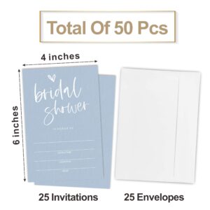 luixd Minimalism Blue Bridal Shower Invitations, 25 Invites With Envelopes, Fill In Style Invites For New Couples, Mr & Mrs Celebration, Party Favor & Supplies - A24