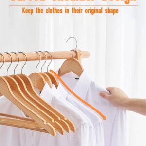 BGRQRIQ Wooden Hangers 20 Pack - Heavy Duty Shirt Hangers and Suit Hangers for Men - Perfect for Hanging Shirts, Suits, and Coats