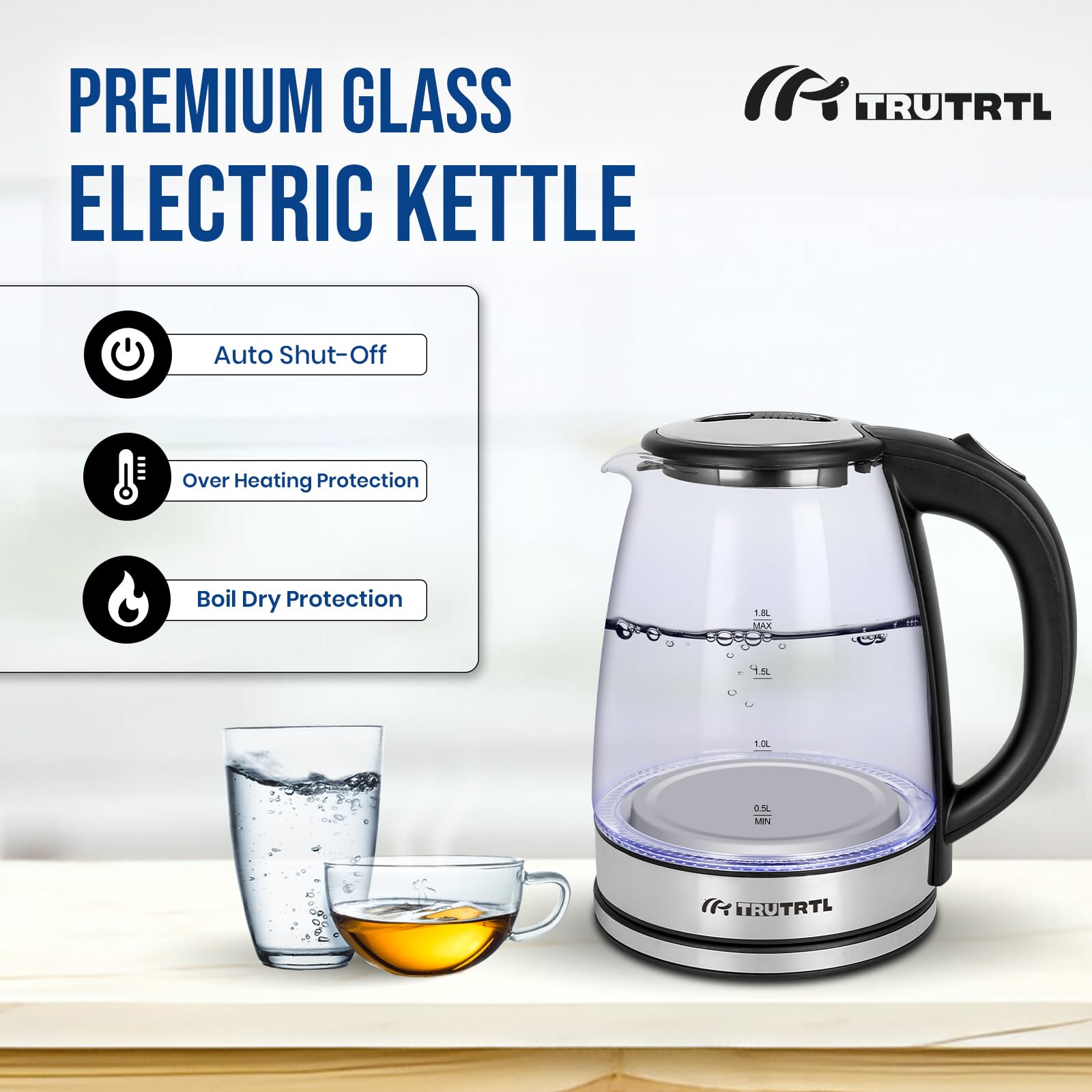 truTRTL Sizzle Glass Kettle (Sizzle 1.8L Glass - US)