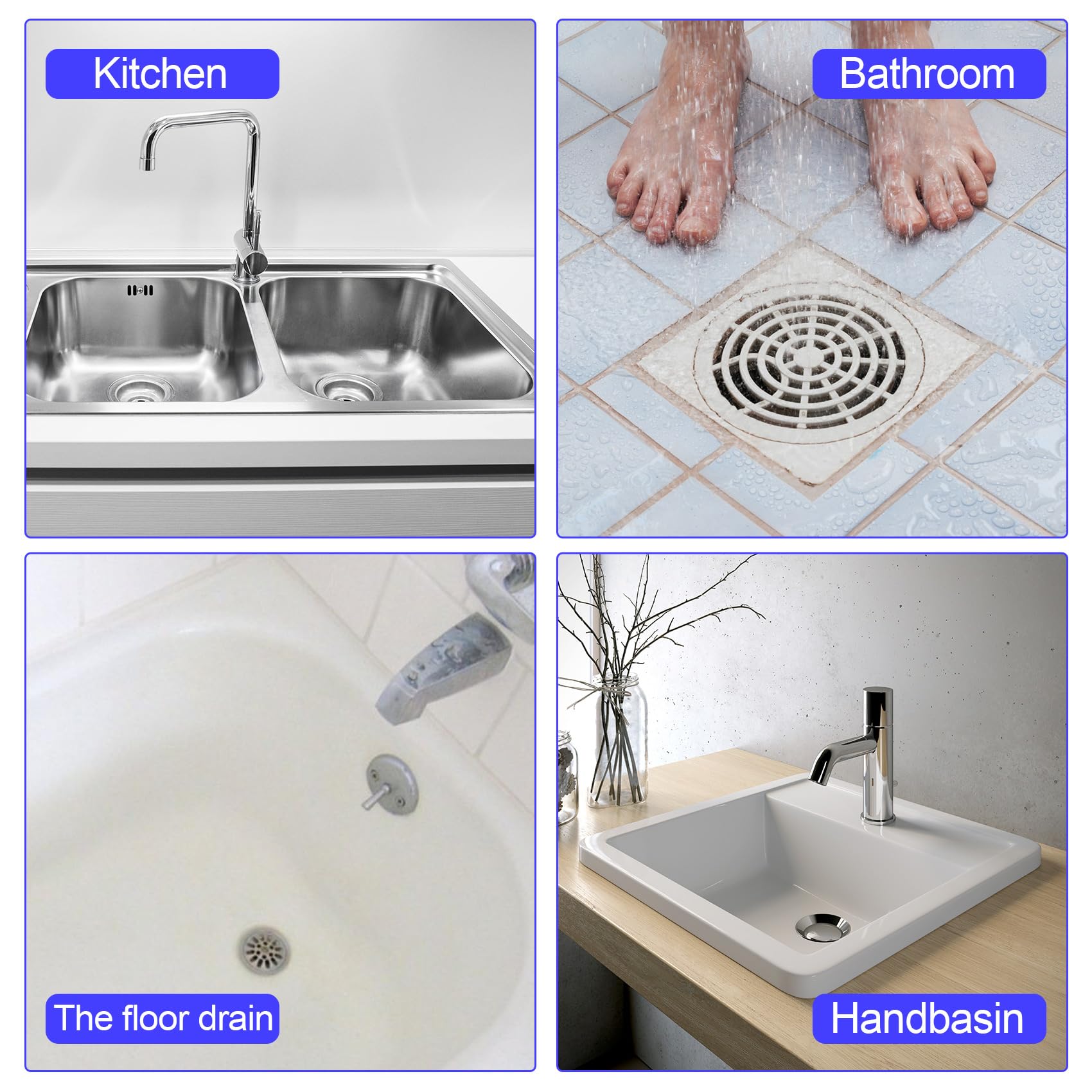 CustomyLife 3 Pack 5.5inch Plastic Drain Hair Catcher with Sucker Trap, Silicone Shower Drain Cover White Bathtub Hair Stopper Drain Strainers for Kitchen Sink Bathroom