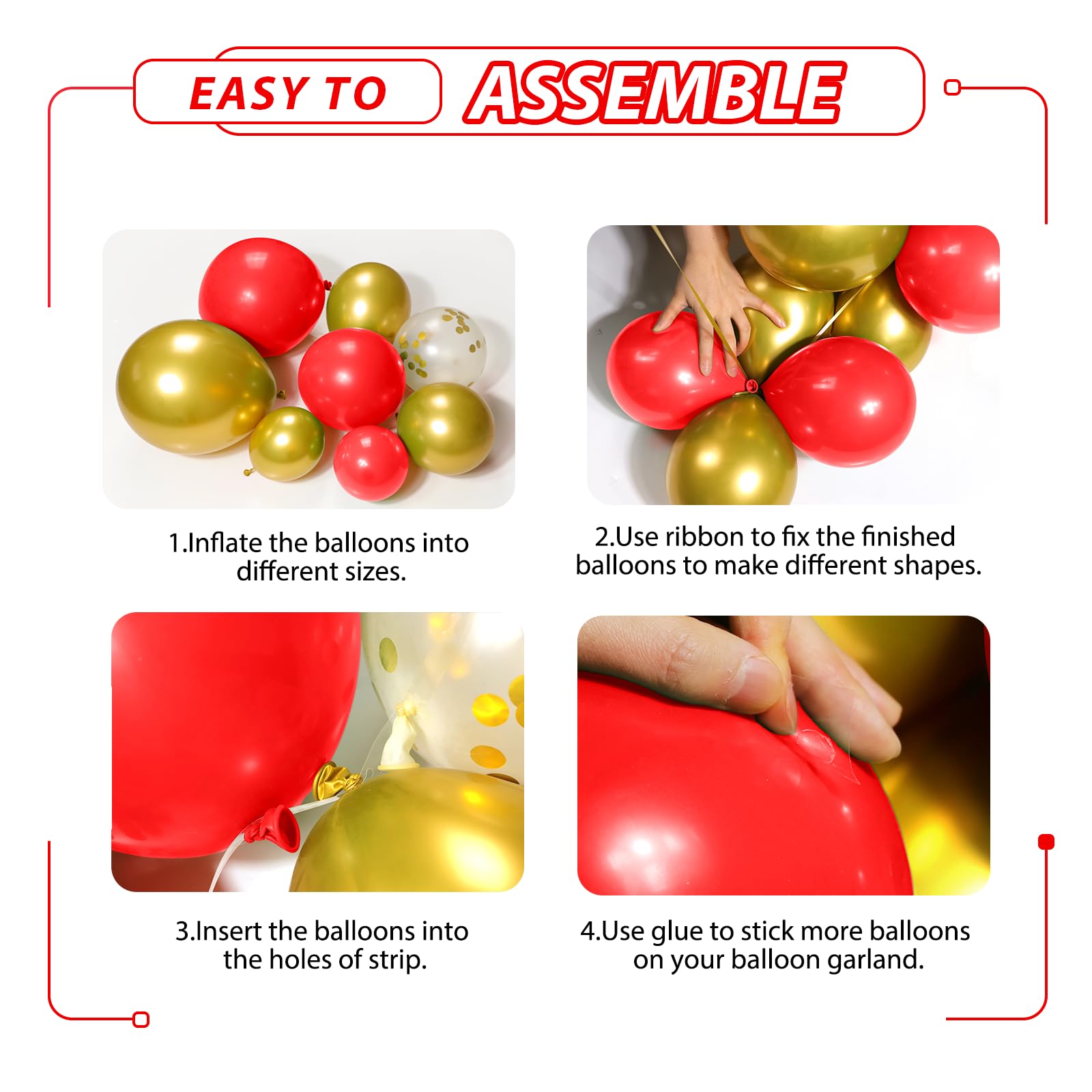 Red and Gold Balloon Arch 126Pcs Red and Gold Balloons Garland Arch Kit With Gold Confetti Balloon for Valentine's Day, Wedding, Engagements, Graduation, Anniversary, Birthday Party Decoration