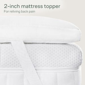 Ultra Soft 2 Inch Twin Mattress Topper - Bamboo Viscose Mattress Pad for Back Pain Relief - Machine Washable - Naturally Cooling for Hot Sleepers