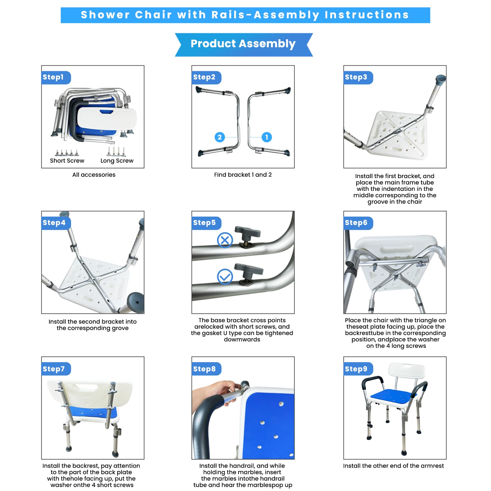 Shower Chair for Inside Shower Seat with Padded Armrests Cushion and Backrest Equipped with Suction Feet Adjustable Height Shower Bench Bath Seat for Shower Chair for Inside Tub