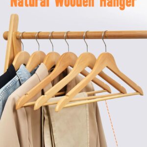 BGRQRIQ Wooden Hangers 20 Pack - Heavy Duty Shirt Hangers and Suit Hangers for Men - Perfect for Hanging Shirts, Suits, and Coats