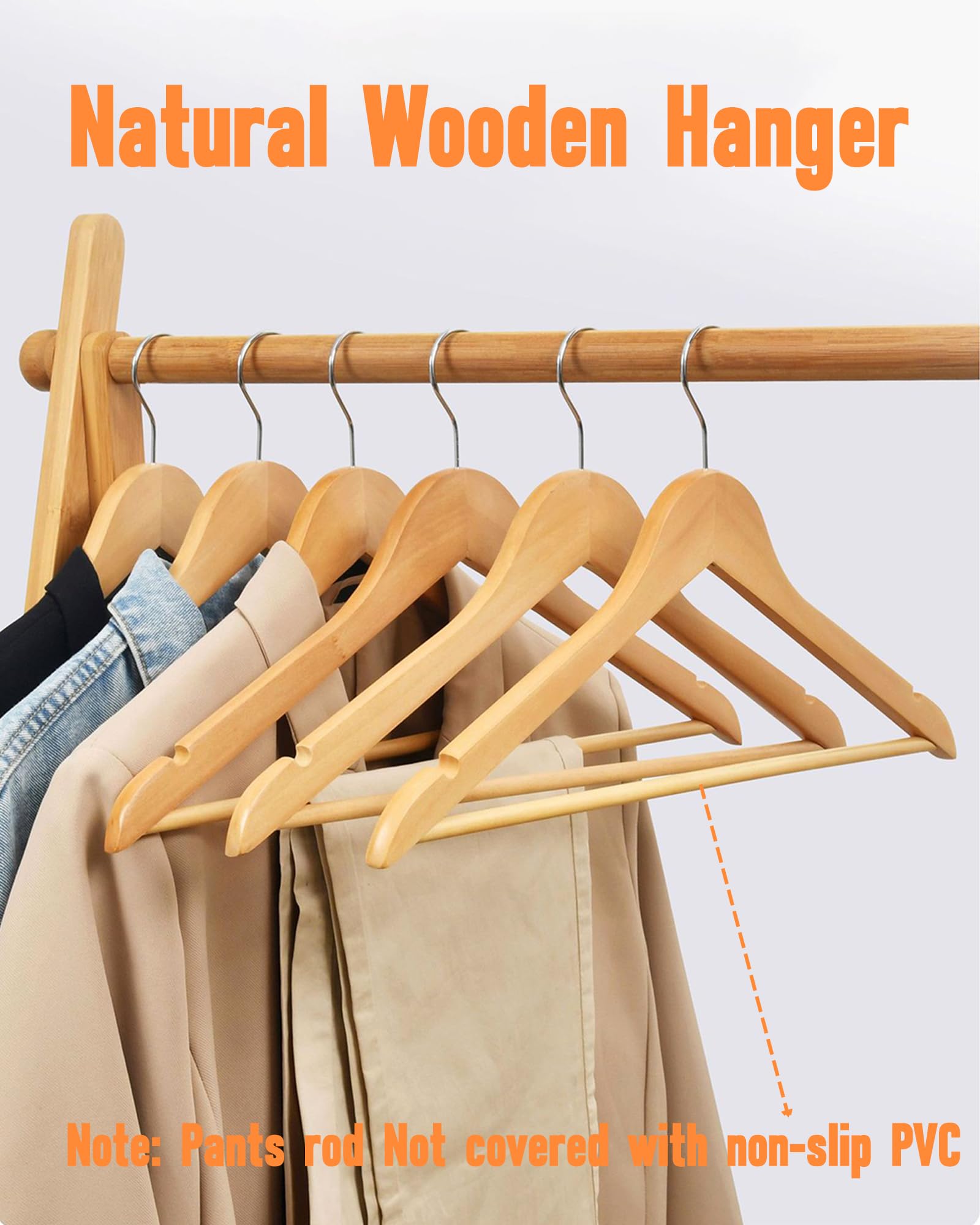 BGRQRIQ Wooden Hangers 20 Pack - Heavy Duty Shirt Hangers and Suit Hangers for Men - Perfect for Hanging Shirts, Suits, and Coats