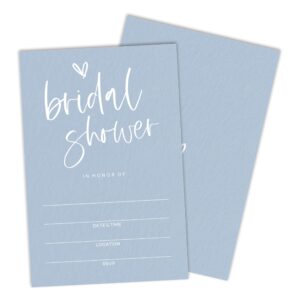 luixd minimalism blue bridal shower invitations, 25 invites with envelopes, fill in style invites for new couples, mr & mrs celebration, party favor & supplies - a24