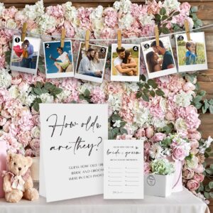 UHADRE Minimalist How Old were They Game, Guess The Couples Age Photo Game, Bridal Shower Wedding Shower Game (1 Sign and 30 Cards)-BNG02