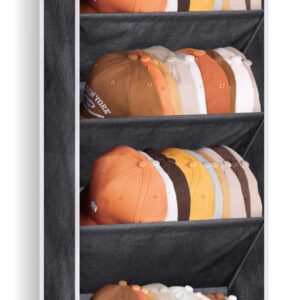 KEETDY Deep Pockets Over the Door Hat Racks for Baseball Caps, Hold 72 Hats Organizer for Closet & Wall Storage Cap Holder Display Collection, Black