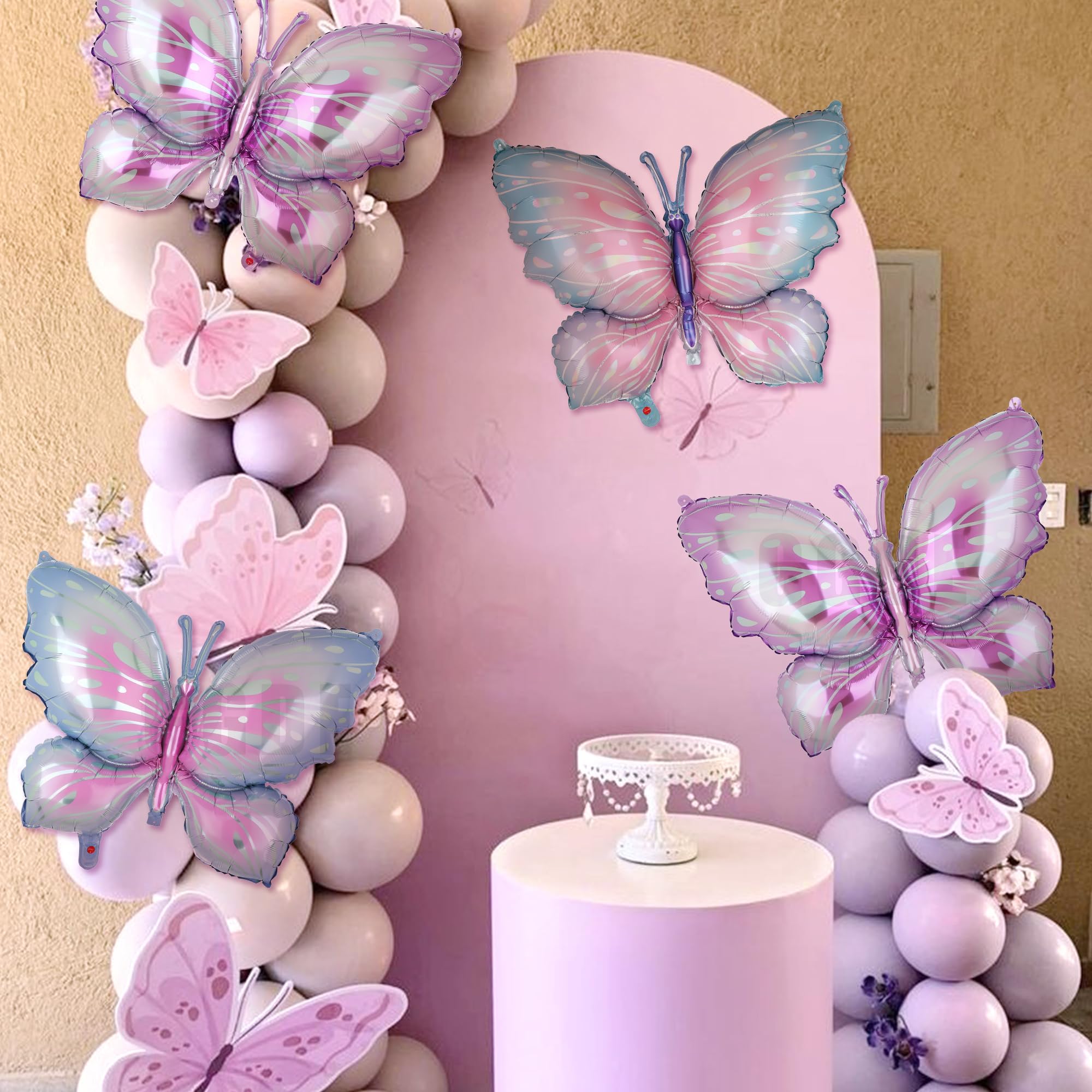 Butterfly Balloons Pink Purple 6 Pcs Fairy Garden Butterfly Themed Party Wedding Baby Shower Girls Birthday Party Decor