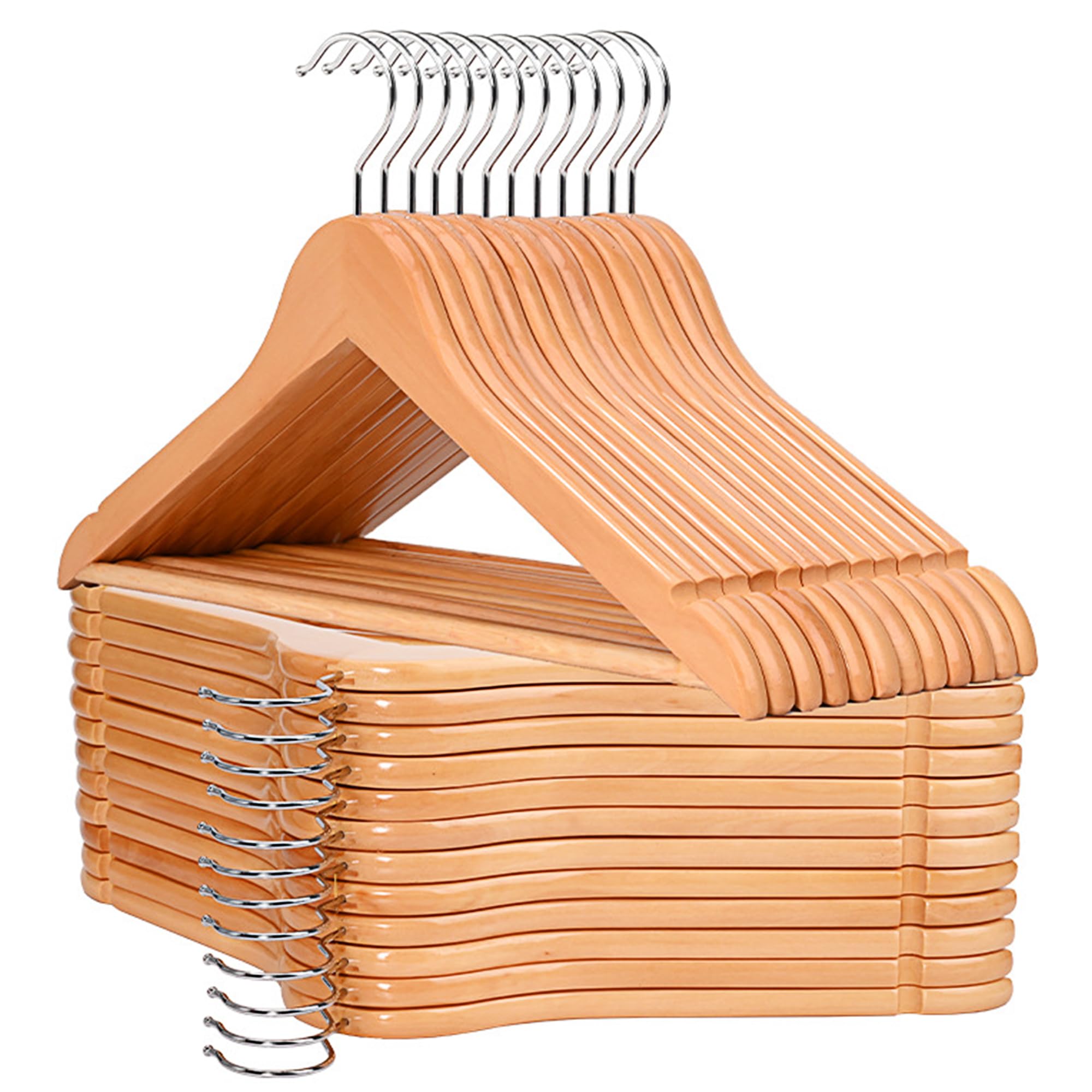 BGRQRIQ Wooden Hangers 20 Pack - Heavy Duty Shirt Hangers and Suit Hangers for Men - Perfect for Hanging Shirts, Suits, and Coats