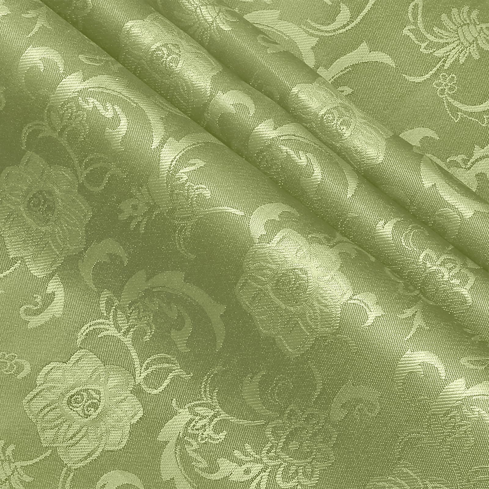 KKJIAF Sage Green Satin Jacquard Fabric 2 Yard, 60 Inch Wide Shiny Cloth Fabric, Sunflower Pattern Silky Brocade Fabric for Tablecloth, Table Runner, Napkins, Dress, Bedding Sheet, DIY Crafts