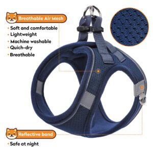 PWOD Dog Harness with Leash Set, No-Pull Step-in Reflective Pet Harness with 1 Leash Clips, Adjustable Soft Padded Easy Walk Dog Vest for Small Medium Large Dogs, Cats(Dark Blue,Medium)