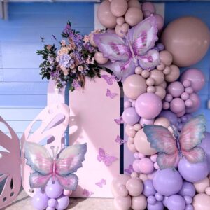 Butterfly Balloons Pink Purple 6 Pcs Fairy Garden Butterfly Themed Party Wedding Baby Shower Girls Birthday Party Decor