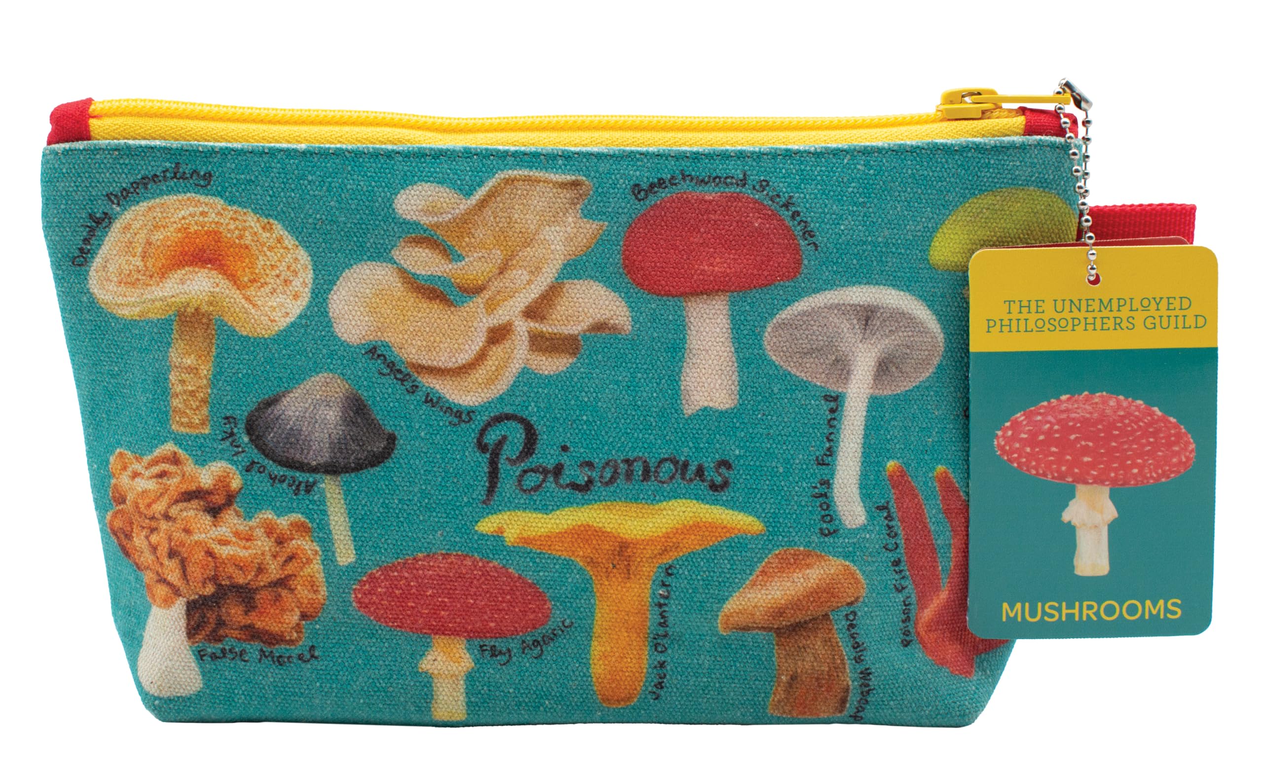 The Unemployed Philosophers Guild Mushroom Bag - 9" Canvas Zipper Toadstool and Nature Themed Pouch for Pencils, Tools, Cosmetics, Toiletries, and More