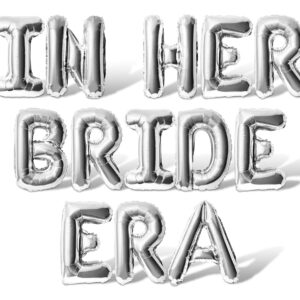 Letter Balloons - IN HER BRIDE ERA 16" Inch Alphabet Letters Foil Mylar Balloon Bachelorette Party Banner (Silver)