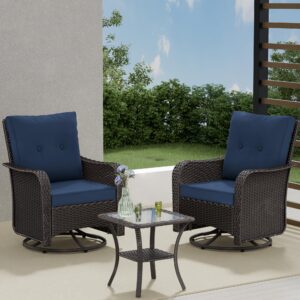 ASJMR 10 Pieces Patio Furniture Set with 2 Swivel Chairs Patio Furniture Outdoor Sectional Sofas with 55000 Gas Fire Pit Patio Conversation Set w/7 Cushions-Blue