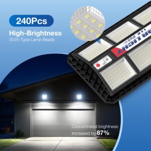 1500W Solar Street Lights Outdoor - Wide Angle Solar Parking Lot Lights Dusk to Dawn LED 6500K Solar Lights Outdoor Motion Sensor Remote Control Waterproof Super Bright Security Street Light for Yard