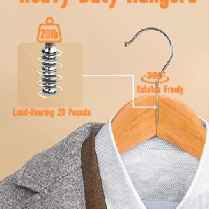 BGRQRIQ Wooden Hangers 20 Pack - Heavy Duty Shirt Hangers and Suit Hangers for Men - Perfect for Hanging Shirts, Suits, and Coats