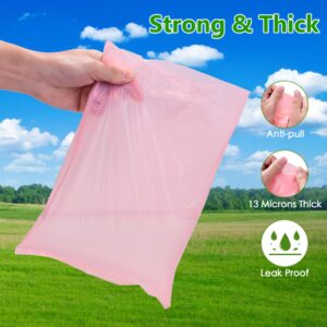 WDFAACK Biodegradable Pink Dog Poo Bags Lavender scent with Dispenser - 300 Large Poop Bags, Extra Thicken Strong Corn Starch Blended Compostable Leak Proof Poop Waste Bag for Dogs