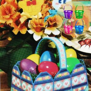 BFL Easter Baskets with Clear Printed Panels, 7x5 Inches Easter Egg Hunt Parade Decoration Gift Giving Craft Projects Table Centerpieces Keepsakes Easy Carry Seasonal Holiday Occasional Game Pack of 4